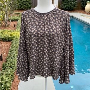 Loft XS polyester brown and gold blouse